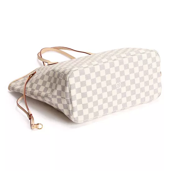 Cheap Louis Vuitton N51107 Neverfull MM Shoulder Bag Damier Azur Canvas 0113