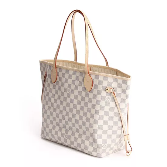 Cheap Louis Vuitton N51107 Neverfull MM Shoulder Bag Damier Azur Canvas 0113