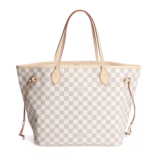 Louis Vuitton N51107 Neverfull MM Shoulder Bag Damier Azur Canvas 0113