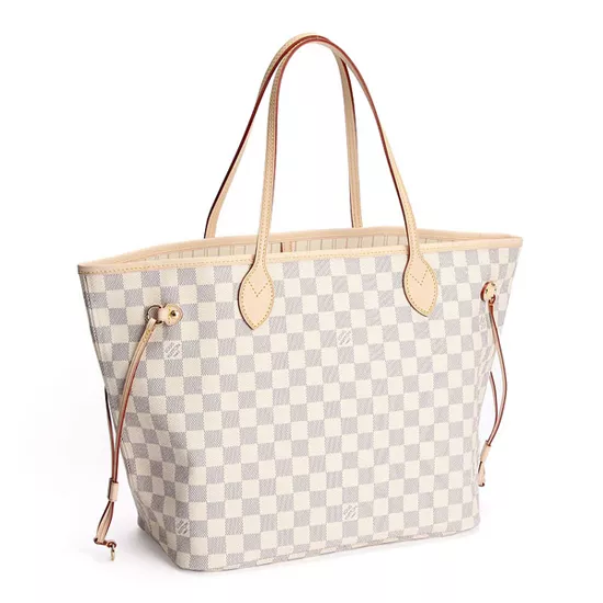 Cheap Louis Vuitton N51107 Neverfull MM Shoulder Bag Damier Azur Canvas 0113