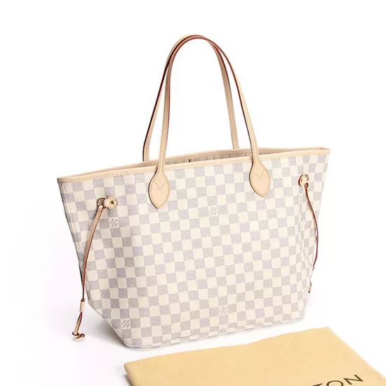 Cheap Louis Vuitton N51107 Neverfull MM Shoulder Bag Damier Azur Canvas 0113