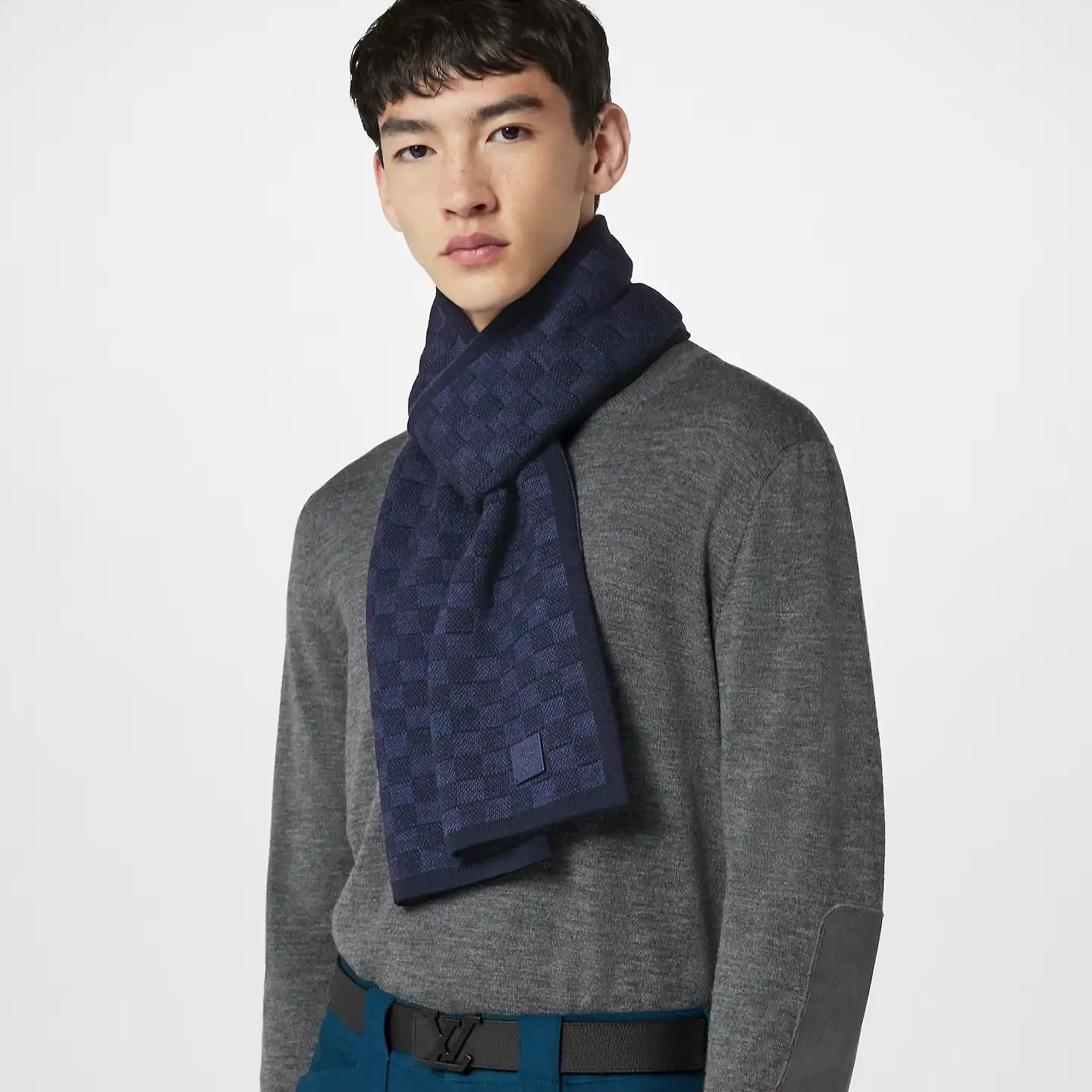 Cheap Louis Vuitton Navy M77987 Néo Petit Damier Scarf 0130