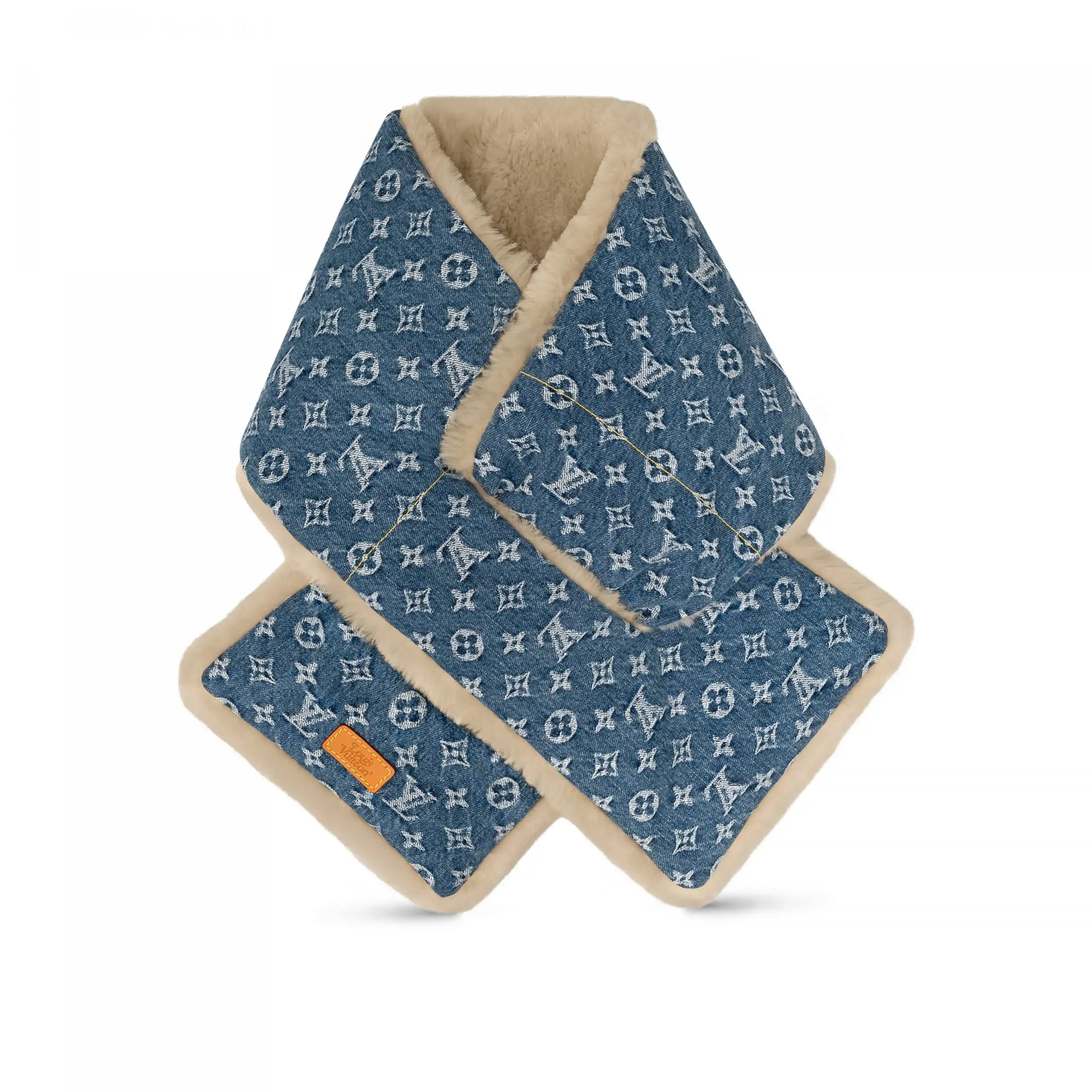 Cheap Louis Vuitton MP2703 Blue Shearling Denim Scarf 0130