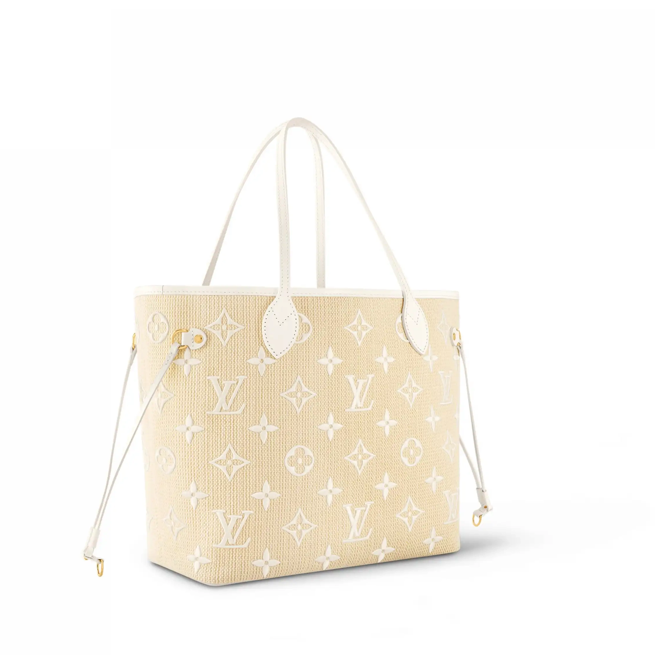 Cheap Louis Lotus Neverfull Cotton MM M22839 Vuitton Beige White 0221