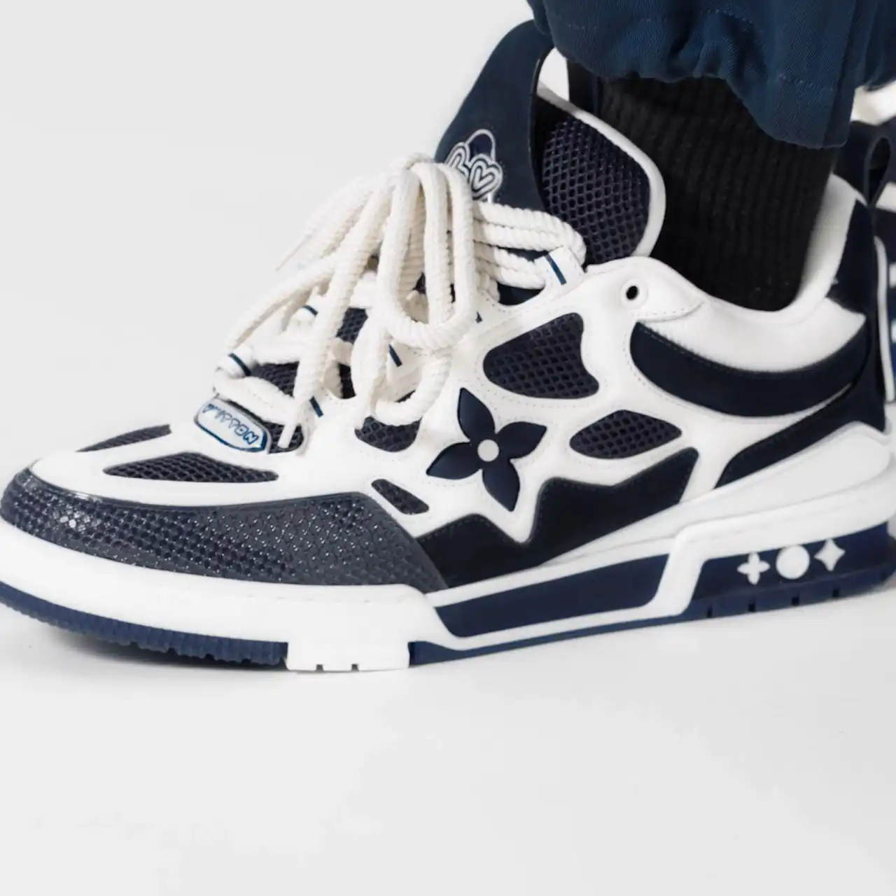 Cheap Louis Vuitton LV Skate Sneaker Navy Blue Marine 1ACF1U 0204