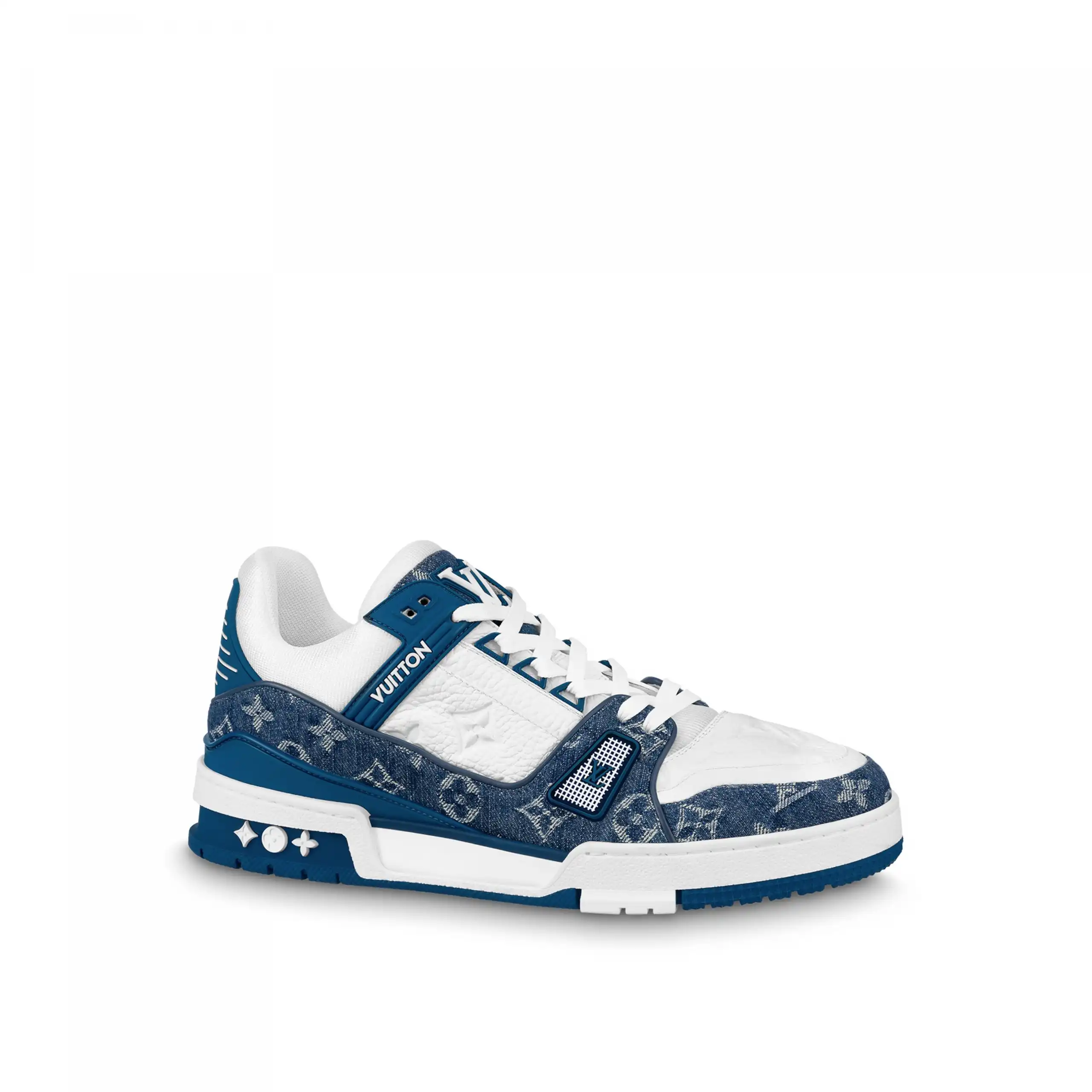 Cheap Louis Vuitton Trainer Sneaker Monogram Denim White Blue 1A9JH1 0206