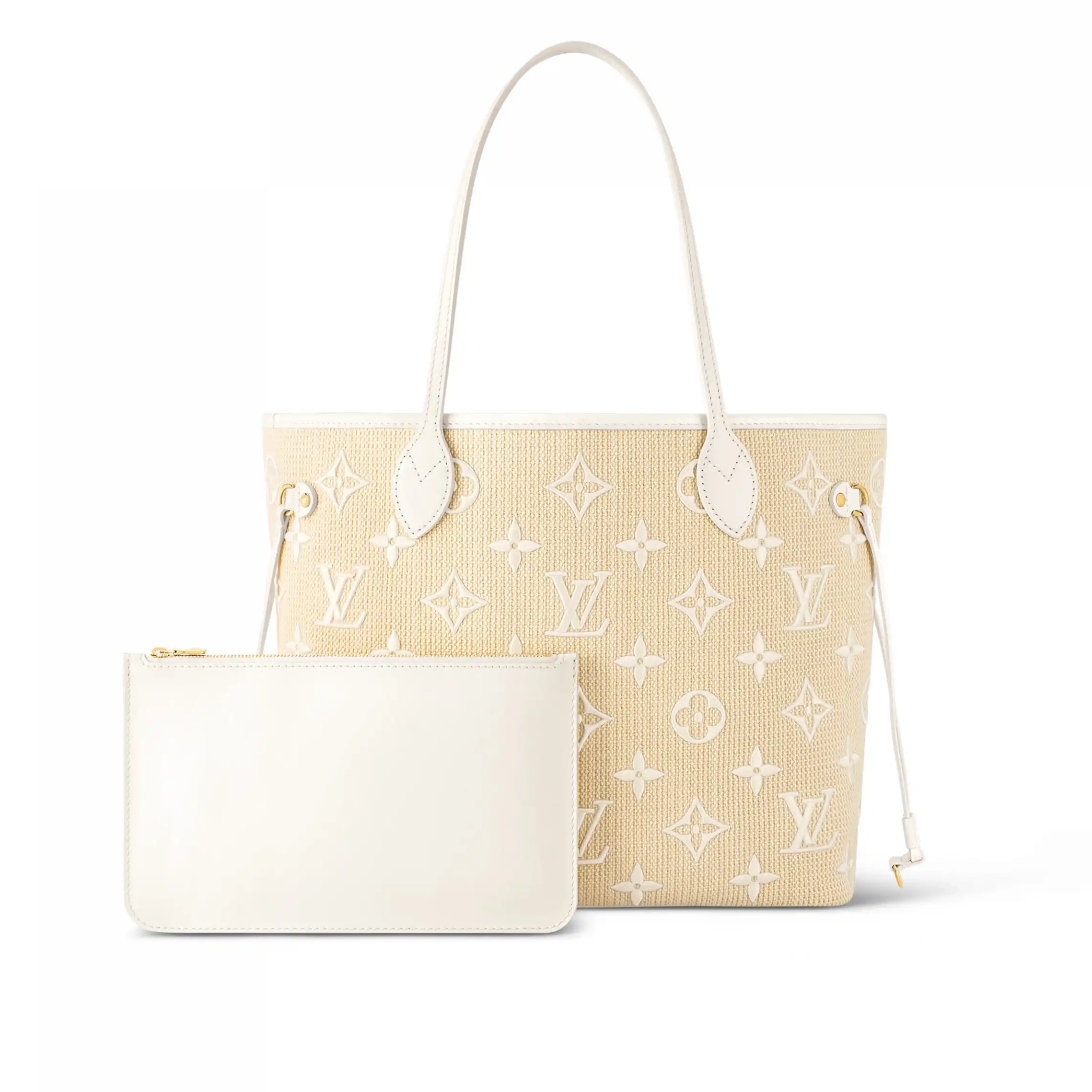 Cheap Louis Lotus Neverfull Cotton MM M22839 Vuitton Beige White 0221