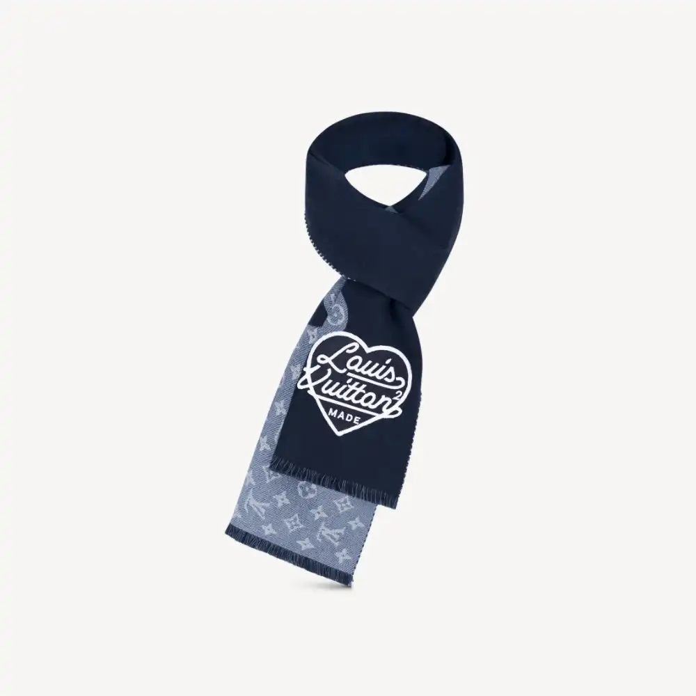 Cheap Louis Vuitton x Nigo MP3255 Monogram Drip Blue Scarf 0202