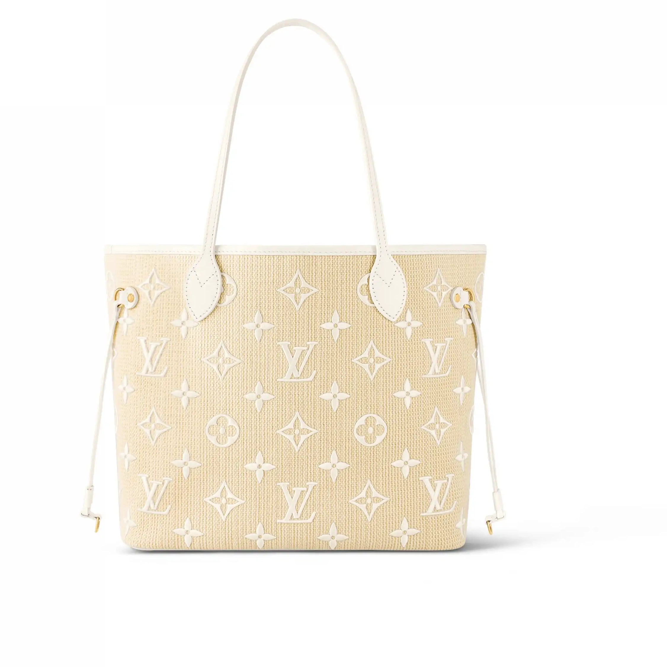 Cheap Louis Lotus Neverfull Cotton MM M22839 Vuitton Beige White 0221