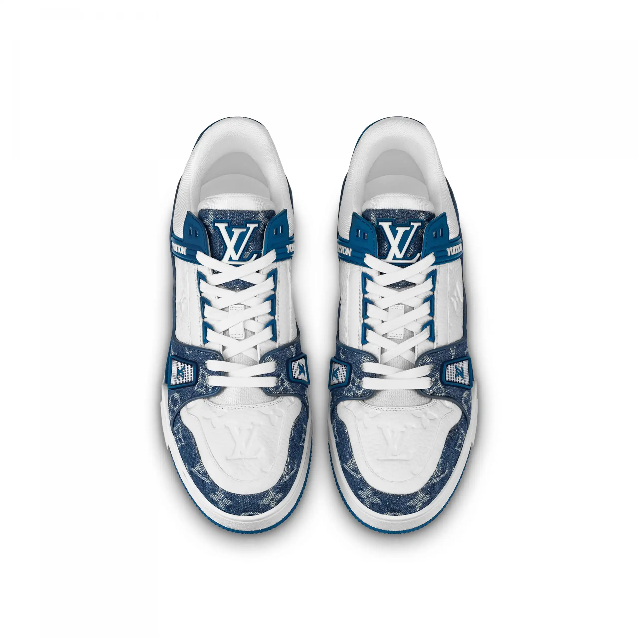 Cheap Louis Vuitton Trainer Sneaker Monogram Denim White Blue 1A9JH1 0206