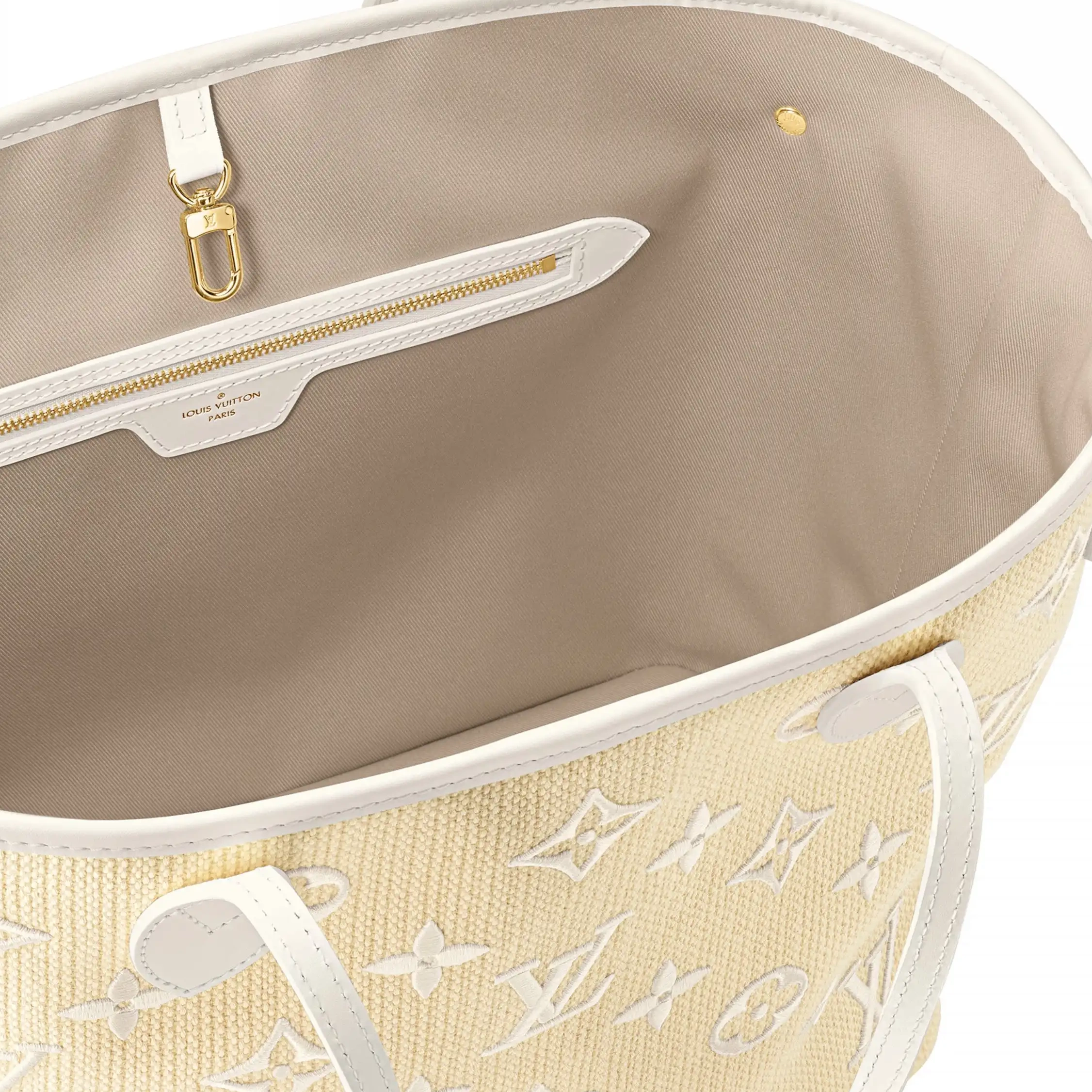 Cheap Louis Lotus Neverfull Cotton MM M22839 Vuitton Beige White 0221